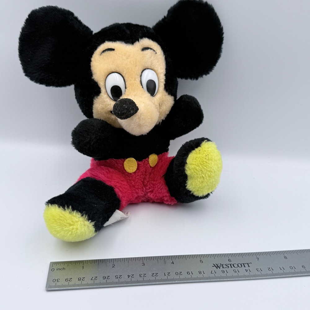 Disney Mickey Mouse Plush 7" Vintage Disneyland Walt Disney World Red Shorts